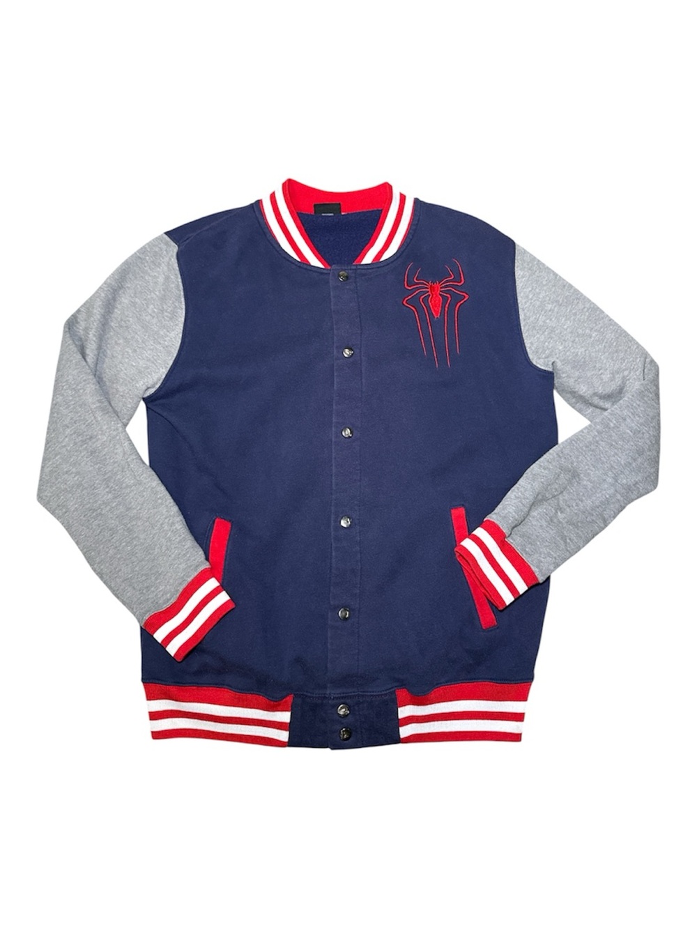 MARVEL 2014 The Amazing Spider Man 2 Varsity Jacket Large Navy Gray